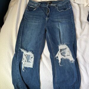 Distressed Blue Jeans